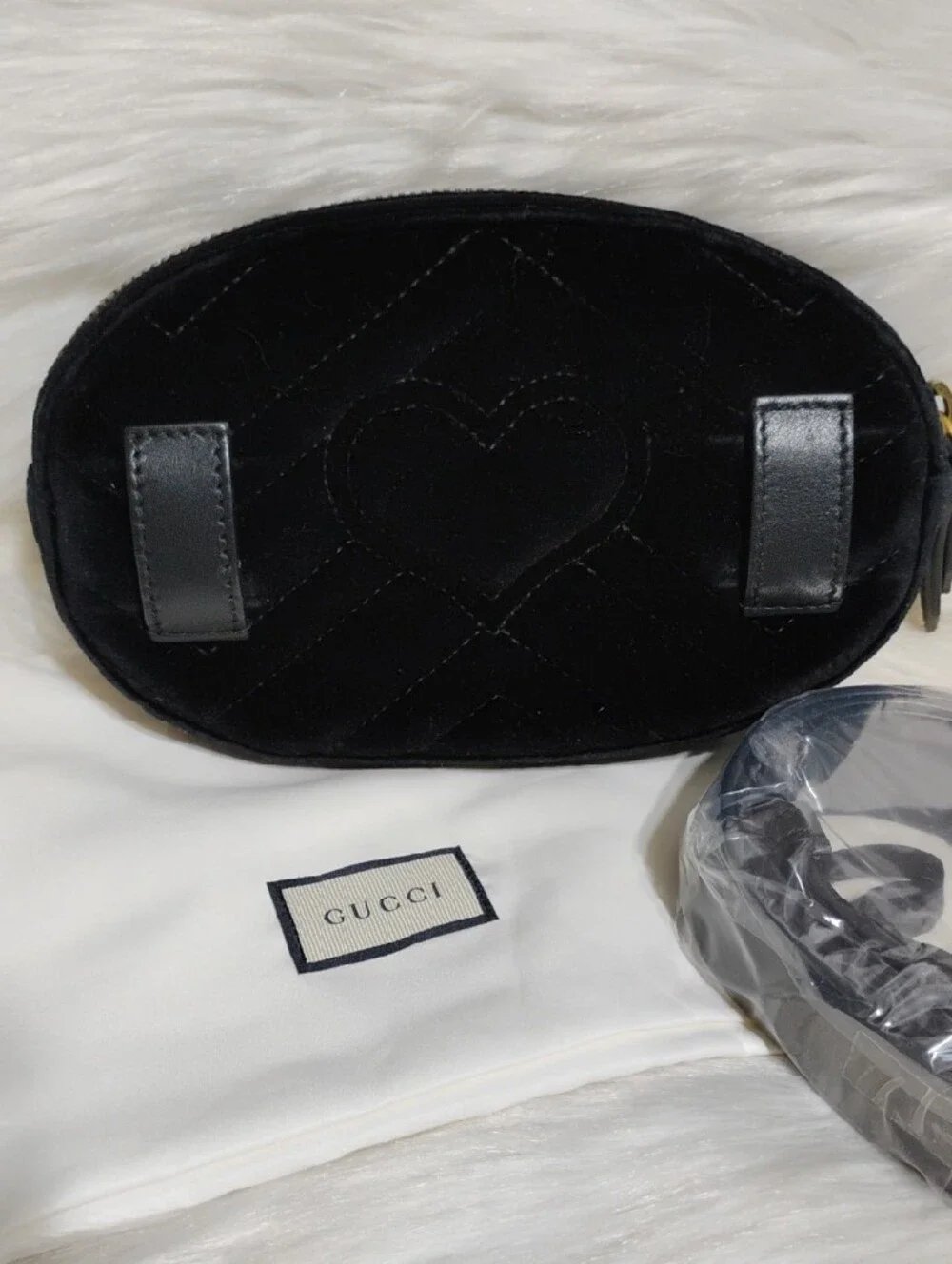 SALE! Gucci Black Velvet GG Marmont Body Waist Bag W/DB - Picture 14 of 16